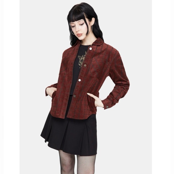 NWT Disturbia Terracotta Check Cord Shirt size US 8 - Picture 4 of 10